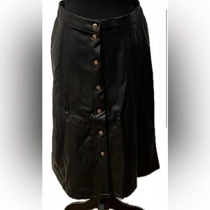 Black leather button up skirt